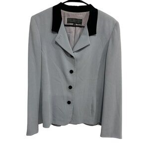 Alex Garfield by Garfield and Marks Womens Light Gray Blazer Black Collar SZ 14